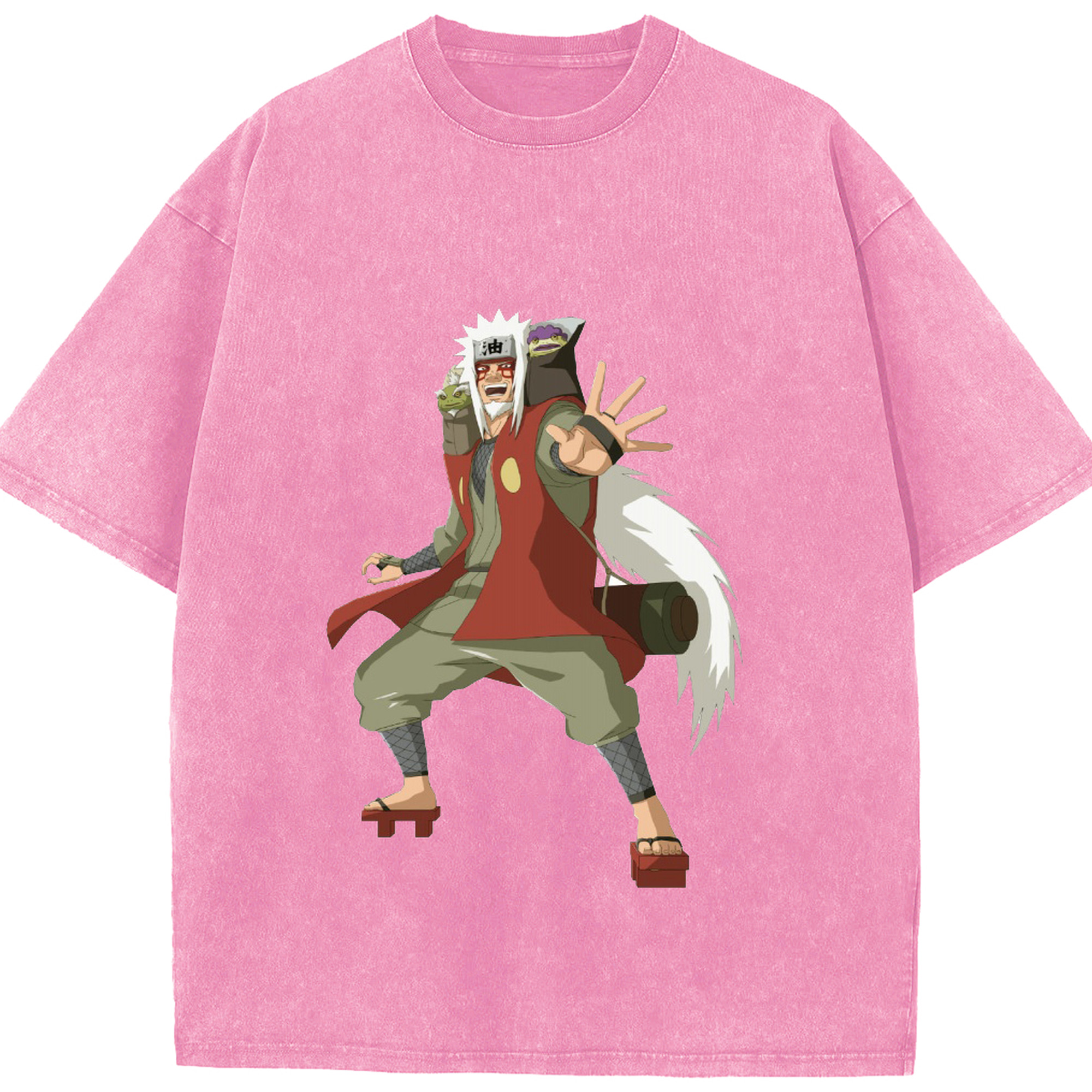 （画像用） NARUTO -ナルト- 自来也（じらいや） Jiraiya 綿100% ヴィンテージ風 半袖Tシャツ（フロントプリント）